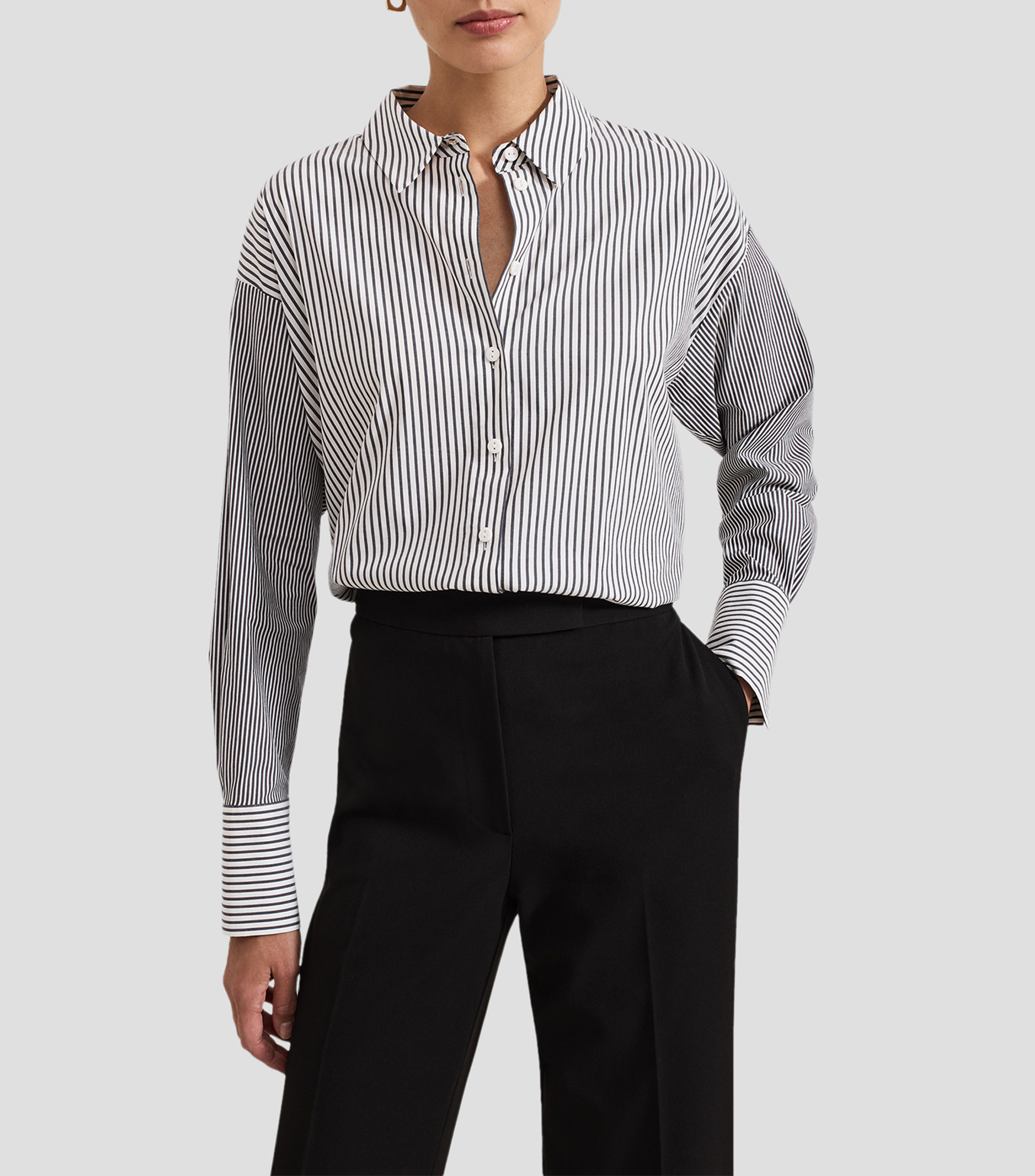Camisa de rayas con manga larga Mujer